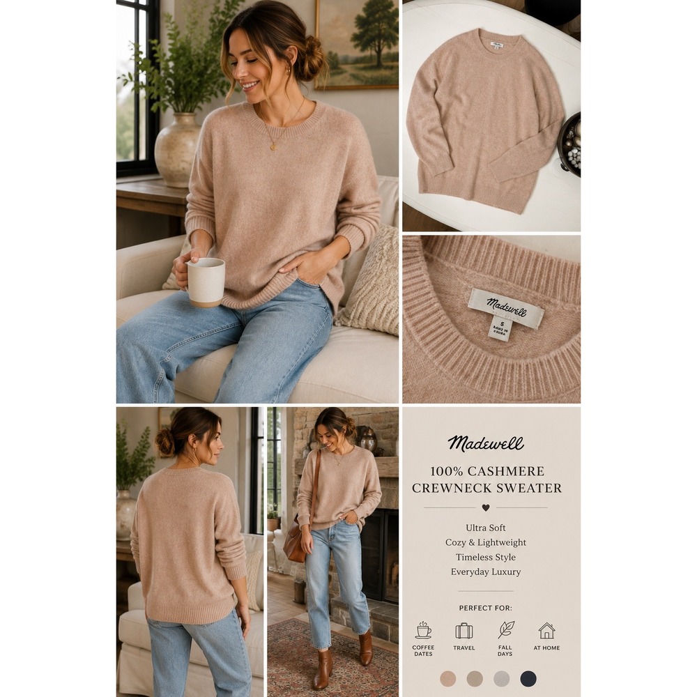 Madewell Alpaca Wool Blend Crewneck Sweater Heather Rose Pink L0015 Small